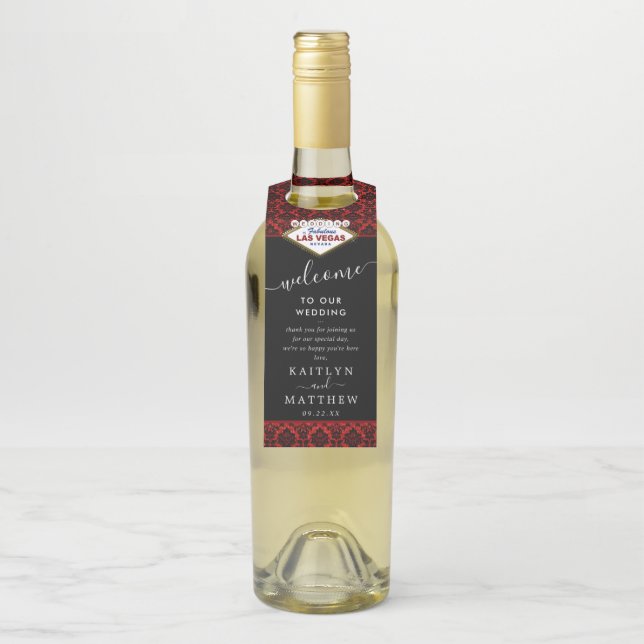 Der Glitzer Damask Las Vegas Wedding Collection Flaschenanhänger (Auf Flasche)