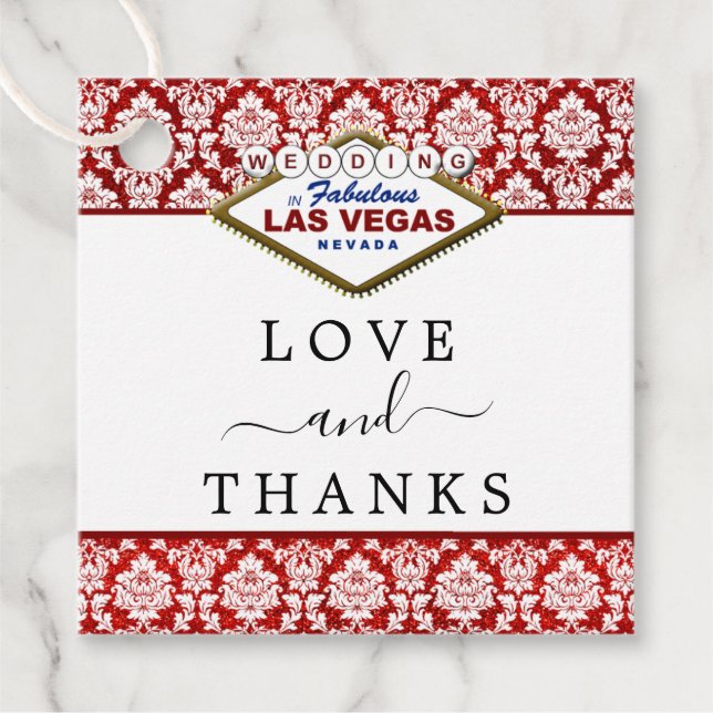 Der Glitzer Damask Las Vegas Wedding Collection Geschenkanhänger (Vorderseite)