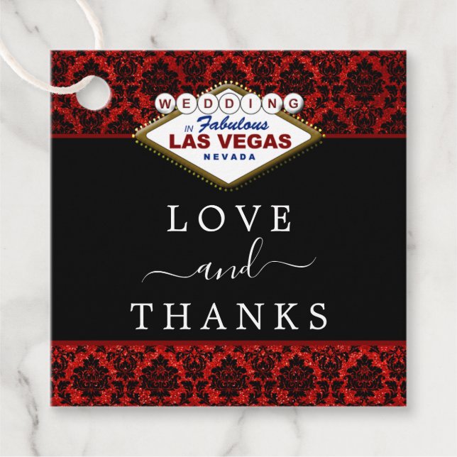 Der Glitzer Damask Las Vegas Wedding Collection Geschenkanhänger (Vorderseite)