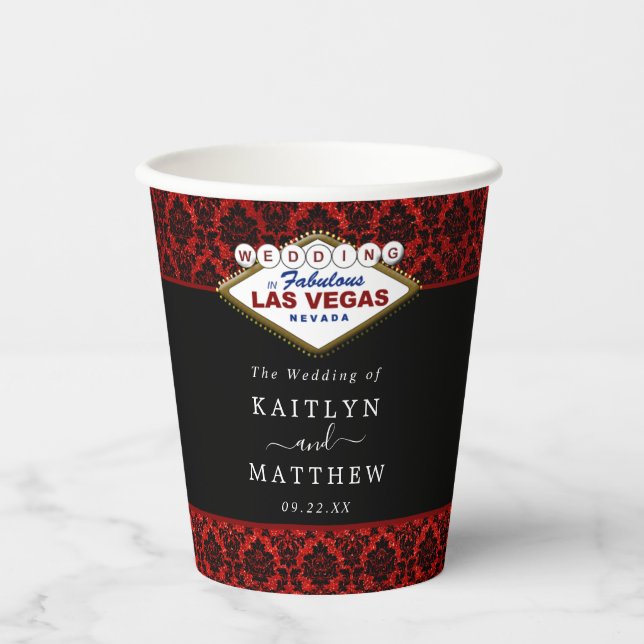 Der Glitzer Damask Las Vegas Wedding Collection Pappbecher (Vorderseite)