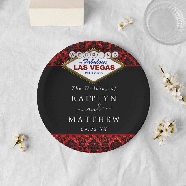 Der Glitzer Damask Las Vegas Wedding Collection Pappteller (Von Creator hochgeladen)