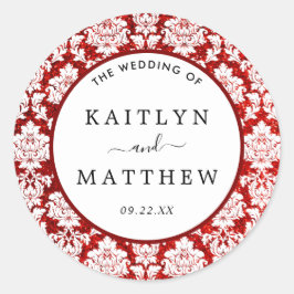 Der Glitzer Damask Las Vegas Wedding Collection Runder Aufkleber