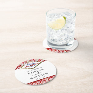 Der Glitzer Damask Las Vegas Wedding Collection Runder Pappuntersetzer