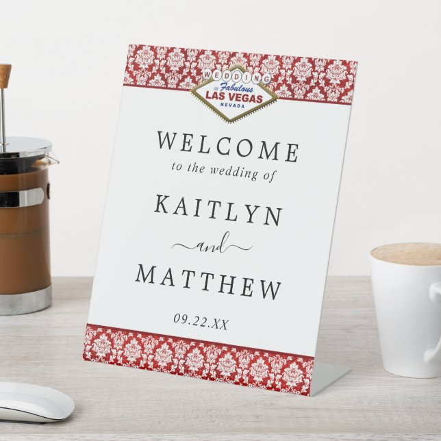 Der Glitzer Damask Las Vegas Wedding Collection Sockelschild (In SItu)