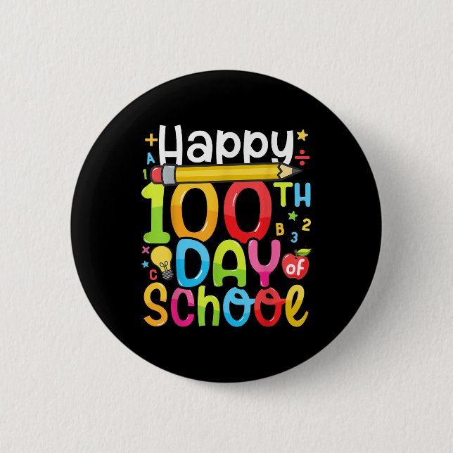 Der glückliche 100. Schullehrertag Kinder 100 Tage Button (Vorderseite)