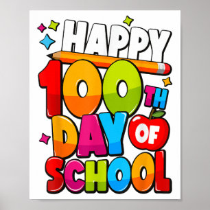 Der glückliche 100. Schullehrertag Kinder 100 Tage Poster