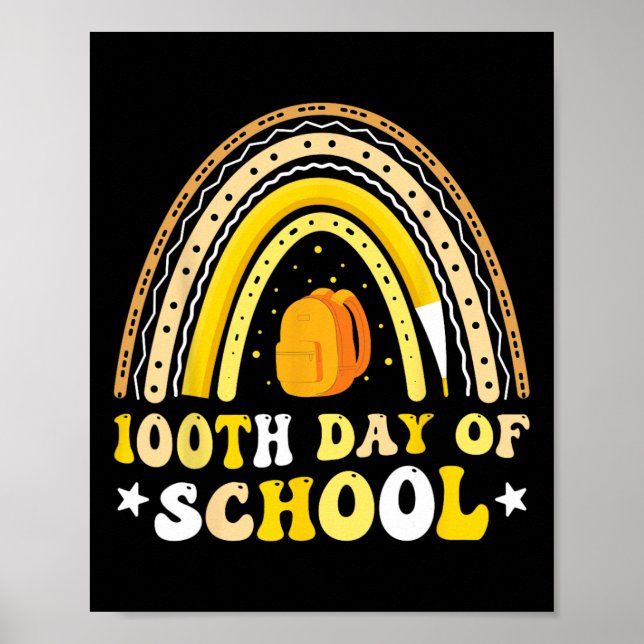 Der glückliche 100. Schultag Schüler Kinder Lehrer Poster (Vorne)