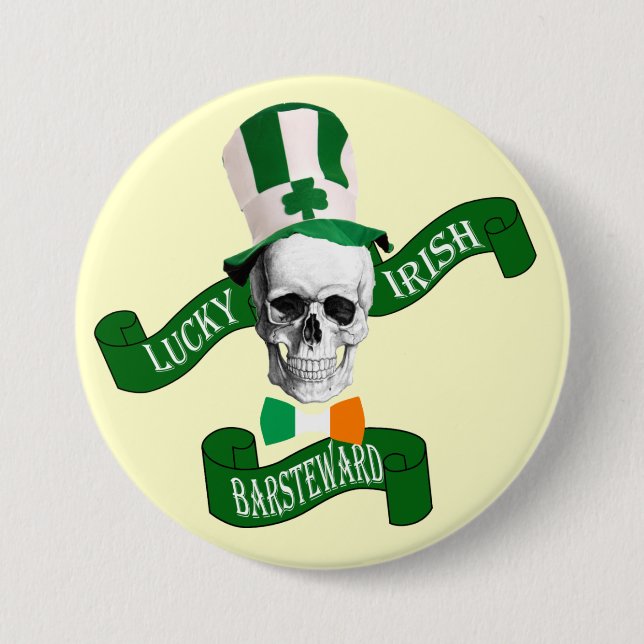 Der glückliche Bar Steward St Patrick's Day Button (Vorderseite)