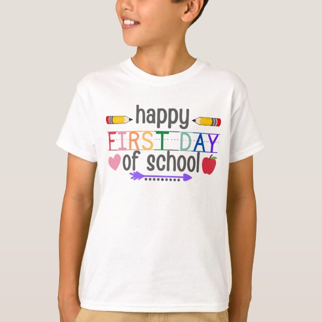 Der glückliche erste Schultag T-Shirt (Vorderseite)