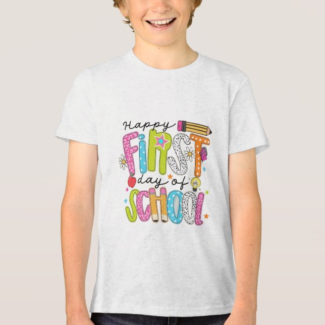 Der glückliche erste Schultag Tri-Blend Shirt (Vorderseite)