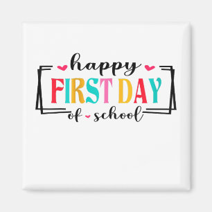 Der glückliche erste Tag des Lehrers zurück an den Magnet