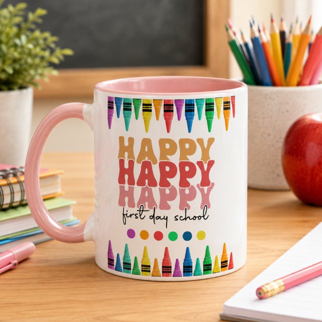 Der glückliche erste Tag des Schulkaffees Tasse (Happy First Day of School Coffee Mug)