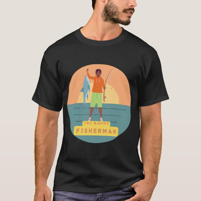 Der glückliche Fischer  T-Shirt (Vorderseite)