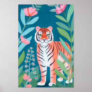 Der glückliche Orange Tiger Poster