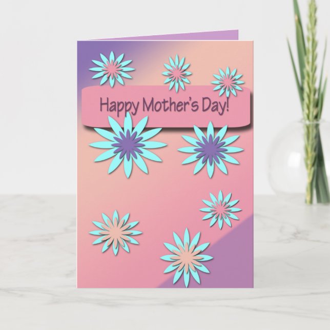 DER GLÜCKLICHE TAG DER MUTTER! BLUMEN-KARTE KARTE (Vorderseite)