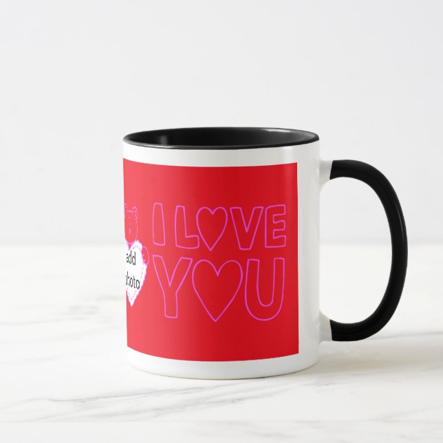 Der glückliche Tag des Valentines mit Liebeherzen Tasse (Rechts)
