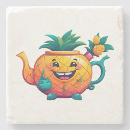 Der glückliche und wohlhabende Ananas-Teekessel Steinuntersetzer
