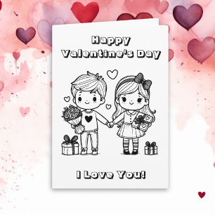 Der glückliche Valentinstag Color-Me-Seite Karte