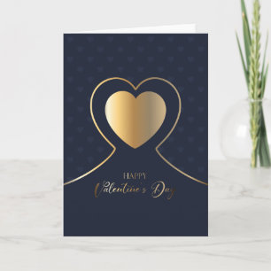 Der glückliche Valentinstag Elegant Blue & Gold Karte