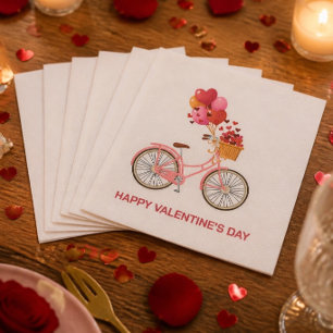 Der glückliche Valentinstag Fahrrad & Ballons Serviette