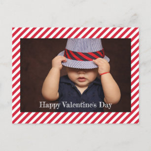 Der glückliche Valentinstag Foto mit roten Strei Feiertagspostkarte