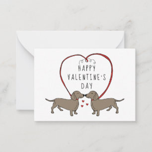 Der glückliche Valentinstag   Herz und Dackel Mitteilungskarte