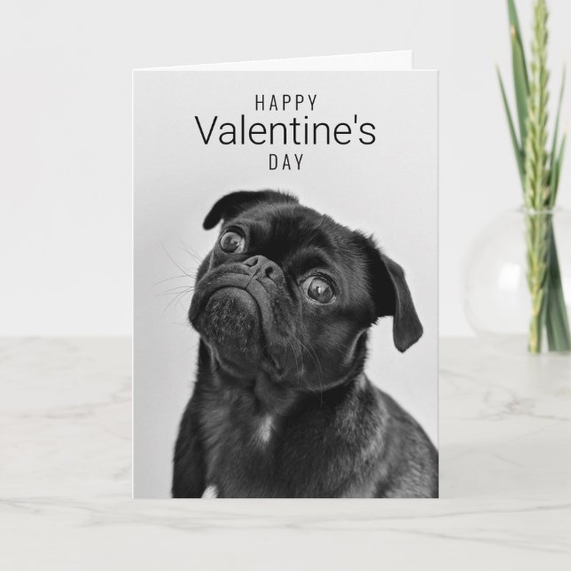 Der glückliche Valentinstag | Hundegesicht | Name  Dankeskarte (Vorderseite)