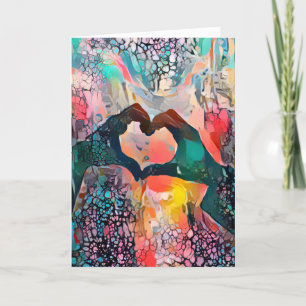 Der glückliche Valentinstag   Ihre Worte Hand Herz Feiertagskarte