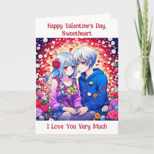 Der glückliche Valentinstag   Niedlich Anime Coupl Karte