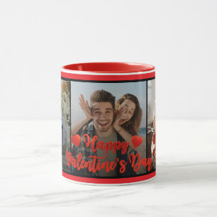 Der glückliche Valentinstag   Schwarzes und Rotes  Tasse