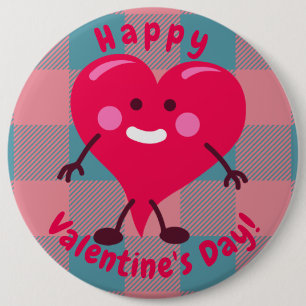 Der glückliche Valentinstag   Whimsical Heart Char Button