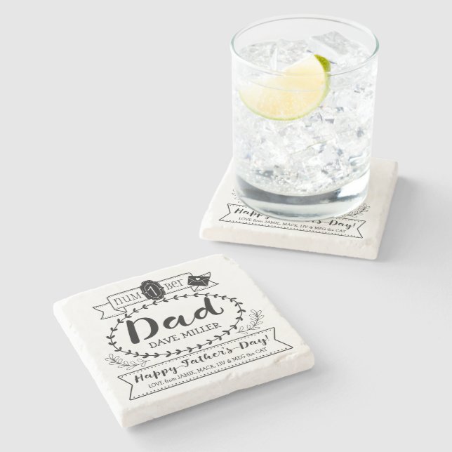 Der glückliche Vatertag Nr. 1 ein Steinuntersetzer (Seitenansicht)