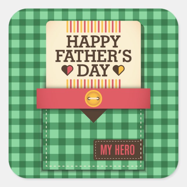 Der glückliche Vatertag Quadratischer Aufkleber (Vorderseite)