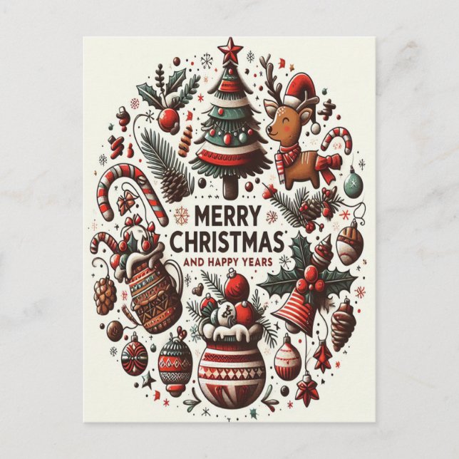 Der glühende Winter wünscht sich auf einer festlic Postkarte (Vorderseite)