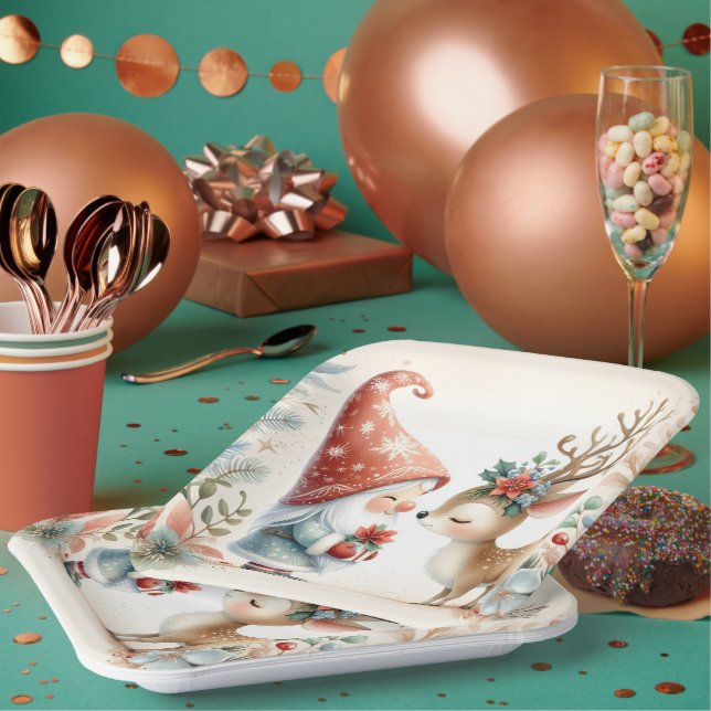 Der Gnome und das Rentier Pappteller (Multi)