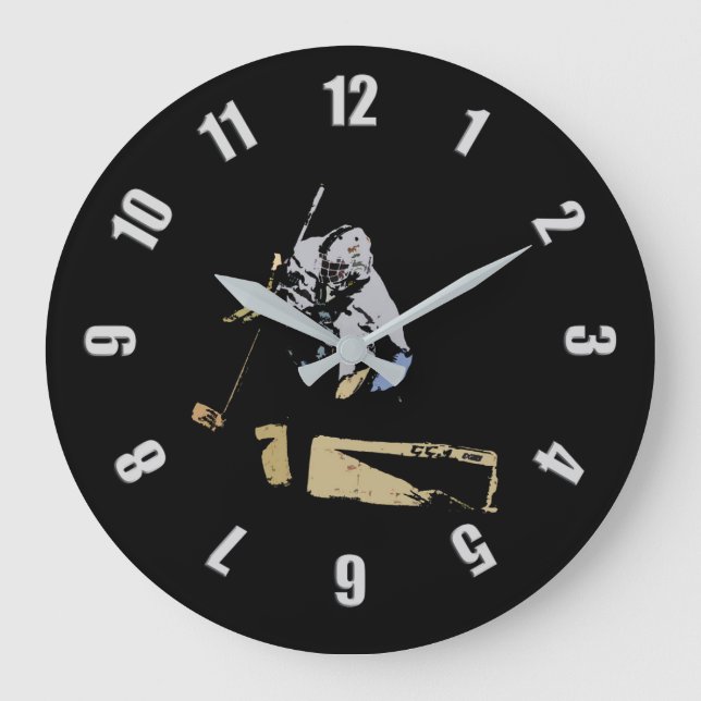 Der Goaltender - Hockey Player Große Wanduhr (Vorderseite)
