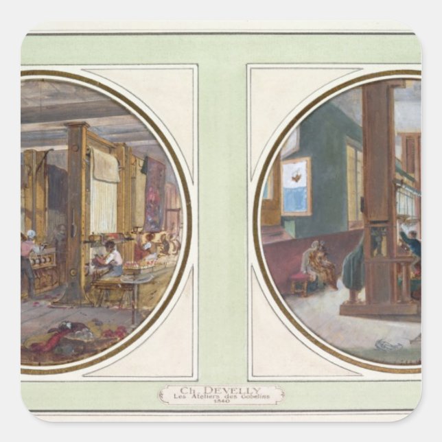 Der Gobelins-Workshop, 1840 Quadratischer Aufkleber (Vorderseite)