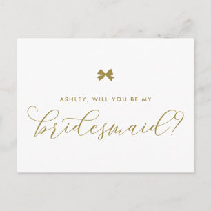 Der Gold Ribbon Bow wird meine Bridesmaid Card sei Postkarte