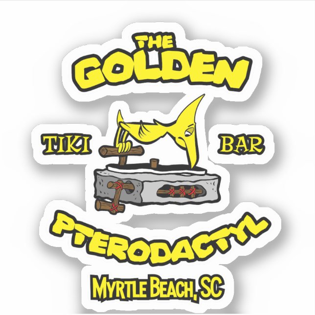 Der Golden Pterodactyl Tiki Bar Myrtle Beach Aufkleber (Vorderseite)