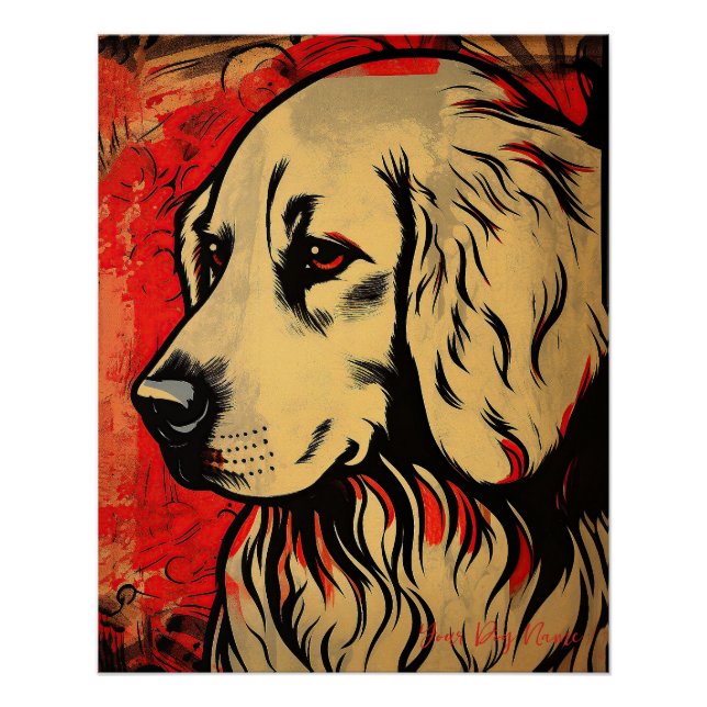 Der Golden Retriever Dog, Rot und Schwarz 002 - Ul Poster (Vorderseite)