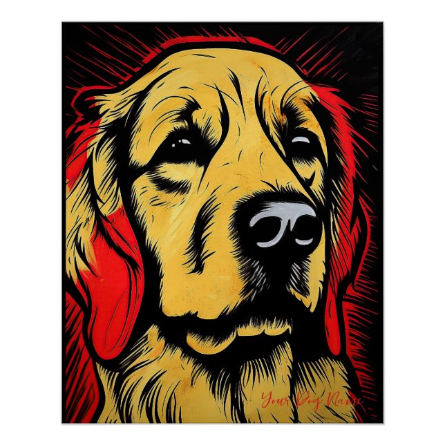Der Golden Retriever Dog, Rot und Schwarz 004 - Ul Poster (Vorderseite)