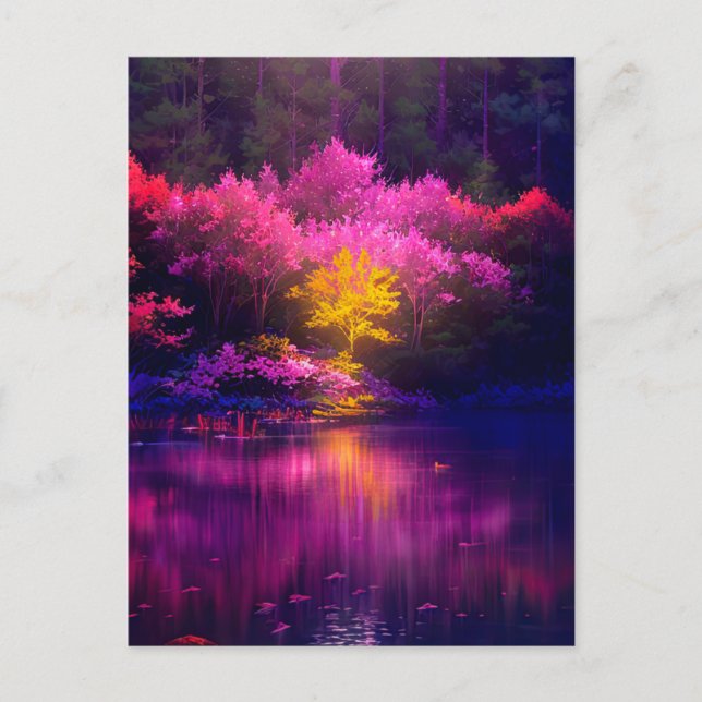 Der goldene Baum im Abend Postkarte (Vorderseite)