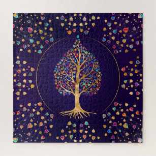 Der goldene Bodhi-Baum - farbenfrohe Blätter Puzzle