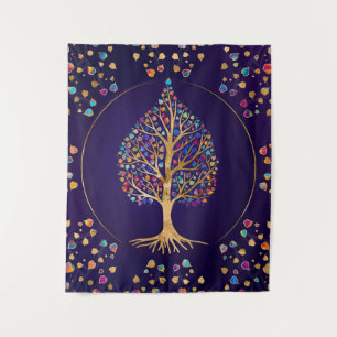 Der goldene Bodhi-Baum - farbenfrohe Blätter Wandteppich