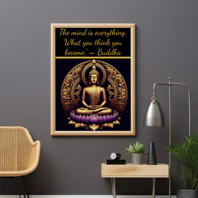Der goldene Buddha meditiert in Lotus. Poster (Von Creator hochgeladen)