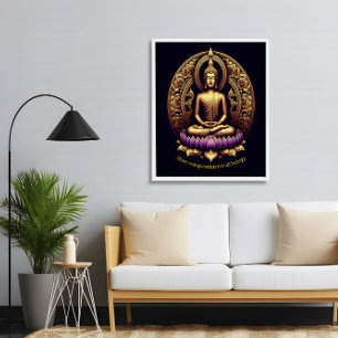 Der goldene Buddha meditiert in Lotus. Poster