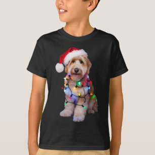 Der goldene Doodle in der Weihnachtsmannmütze wühl T-Shirt