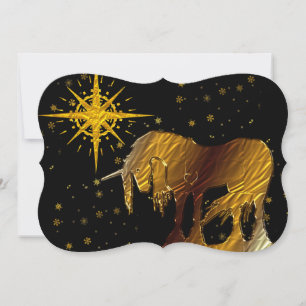 Der goldene Einhornstern (schwarzer Hintergrund) Feiertagskarte