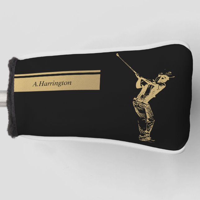 Der goldene Golfer Golf Headcover (Vorderseite)