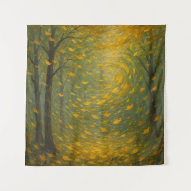 Der goldene Herbsttanz: Ein Wirbel aus fallenden B Wandteppich (Vorderseite)